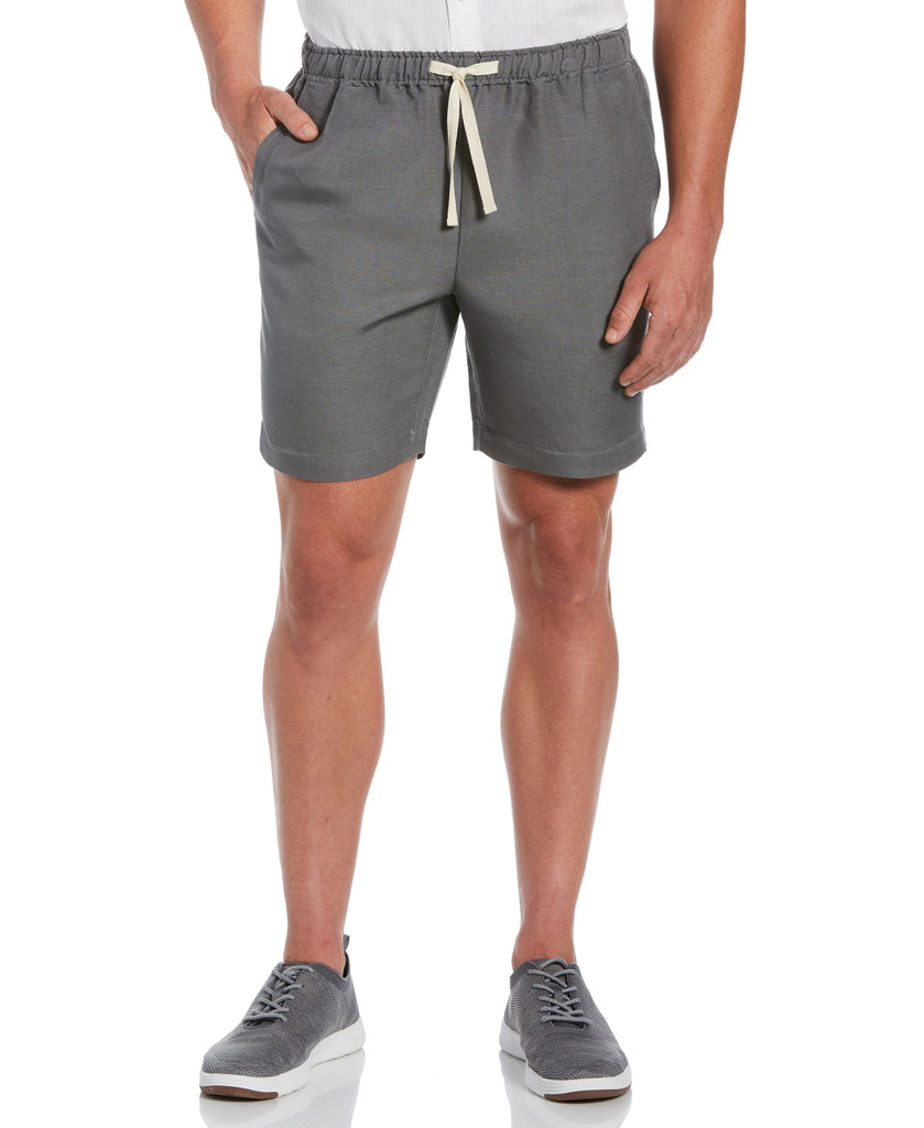 Linen Blend Pull On Drawstring Shorts