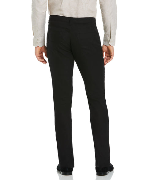 Linen-Blend Stretch 5-Pocket Pant (Jet Black) 