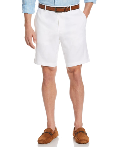 Linen-Blend Flat Front Shorts (Brilliant White) 