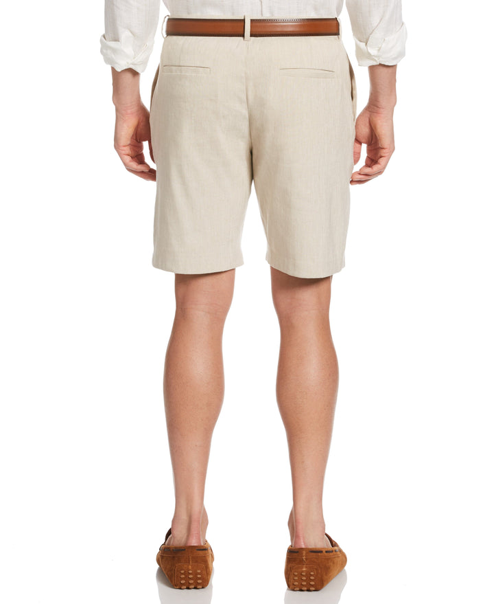 Linen-Blend Flat Front Shorts (Natural Linen) 