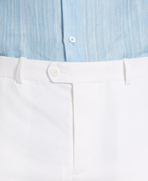 Linen-Blend Flat Front Shorts (Brilliant White) 