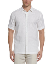 Linen Blend Tonal Embroidered Panel Shirt (Brilliant White) 