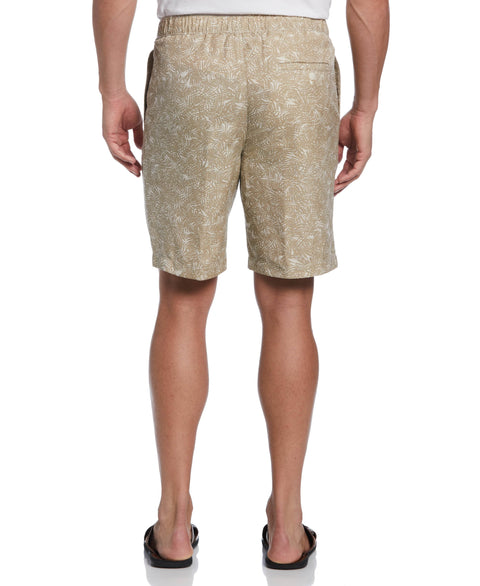 Linen Blend Tonal Tropical Print Short (Silver Lining) 