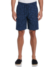 Linen Blend Tonal Tropical Print Short (Dress Blues) 