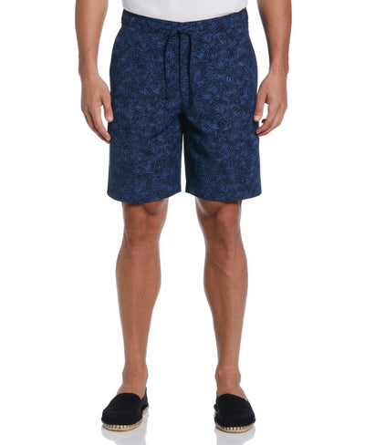 Linen Blend Tonal Tropical Print Short (Dress Blues) 