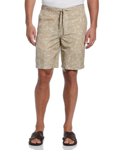 Linen Blend Tonal Tropical Print Short (Silver Lining) 