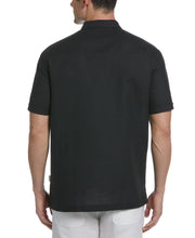 Linen Blend Yarn Dye Panel Shirt (Jet Black) 