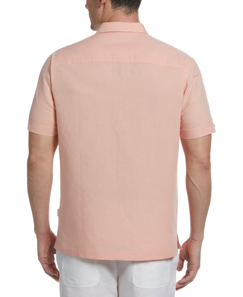 Linen Blend Yarn Dye Panel Shirt (Peach Pearl) 