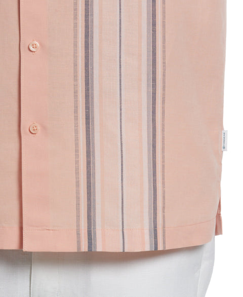 Linen Blend Yarn Dye Panel Shirt (Peach Pearl) 