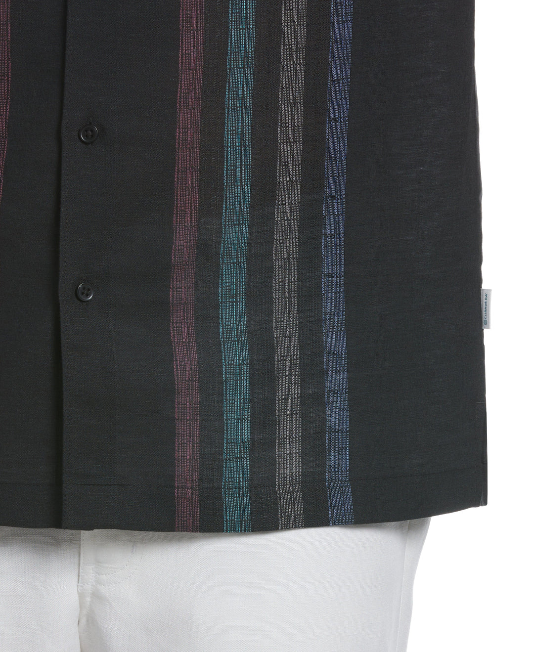 Linen Blend Yarn Dye Panel Shirt (Jet Black) 