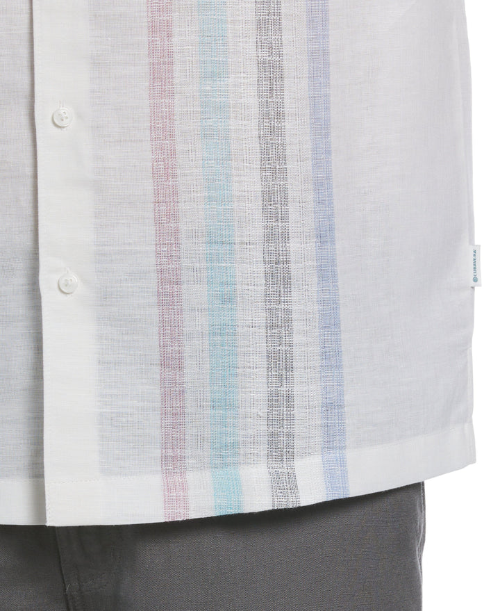 Linen Blend Yarn Dye Panel Shirt (Brilliant White) 
