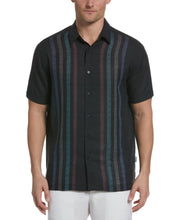 Linen Blend Yarn Dye Panel Shirt (Jet Black) 