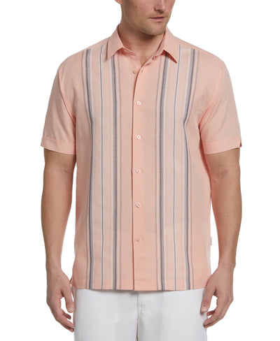 Linen Blend Yarn Dye Panel Shirt (Peach Pearl) 