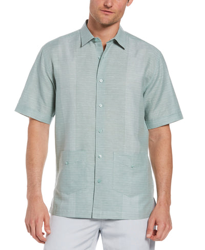 Linen Blend Yarn Dye Stripe Guayabera Shirt (Blue Surf) 