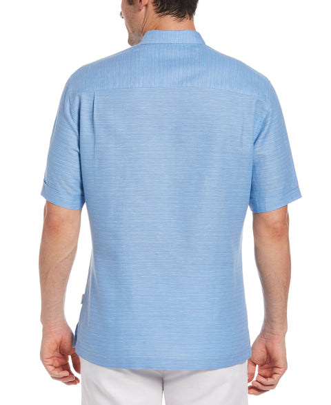 Linen Blend Yarn Dye Stripe Guayabera Shirt (Little Boy Blue) 