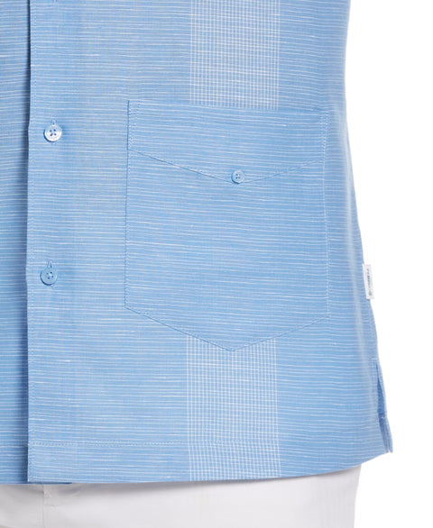 Linen Blend Yarn Dye Stripe Guayabera Shirt (Little Boy Blue) 