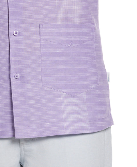 Linen Blend Yarn Dye Stripe Guayabera Shirt (Paisley Purple) 