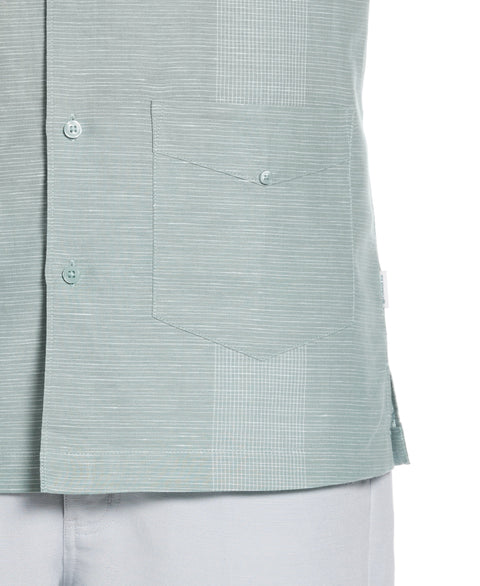 Linen Blend Yarn Dye Stripe Guayabera Shirt (Blue Surf) 