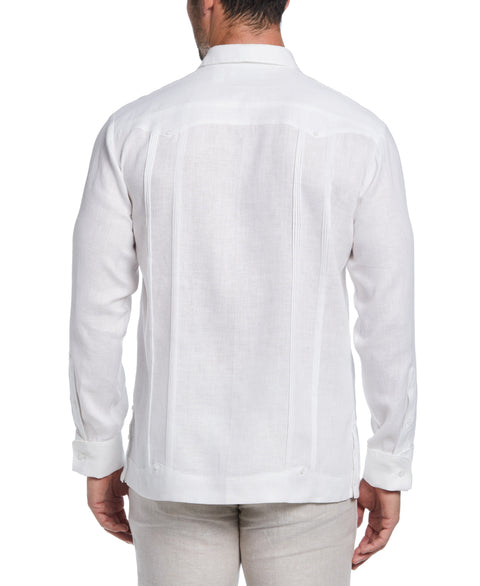 LINEN EMBROIDERED FRENCH CUFF GUAYABERA (Brilliant White) 