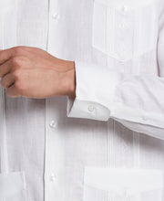 LINEN EMBROIDERED FRENCH CUFF GUAYABERA (Brilliant White) 