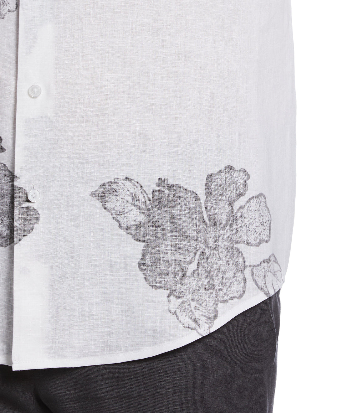 Linen Engineered Floral Print Shirt (Brilliant Wh/Jet Blk) 