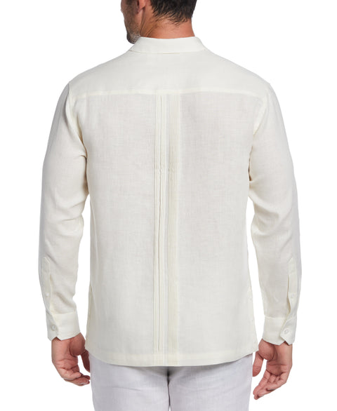 Linen Multi-Tuck Guayabera Shirt (Whisper White) 