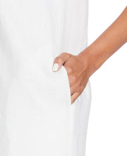 Linen Off-the-Shoulder Knee-Length Dress (White) 
