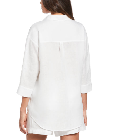 Linen Popover Shirt (White) 