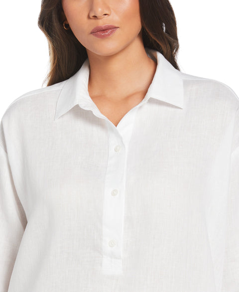 Linen Popover Shirt (White) 