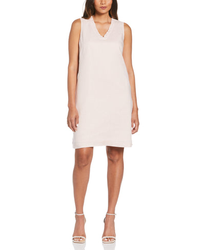 Linen Ruffle Neckline Dress (Pink Dogwood) 