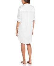 Linen Shirt Dress (White) 