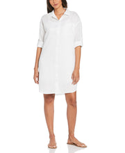 Linen Shirt Dress (White) 
