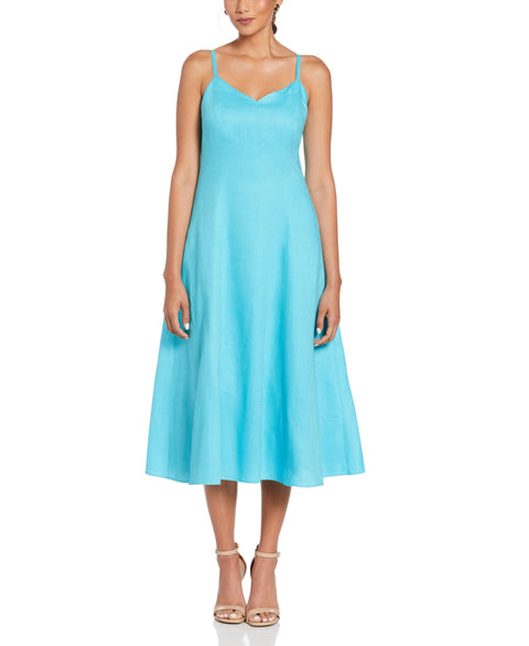 Linen Thin Strap Midi Dress (Capri) 