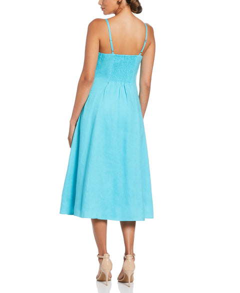 Linen Thin Strap Midi Dress (Capri) 
