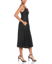 Linen Thin Strap Midi Dress (Black) 