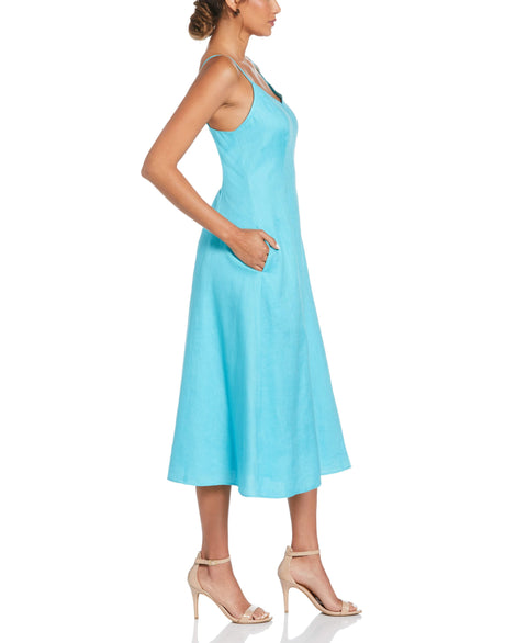 Linen Thin Strap Midi Dress (Capri) 