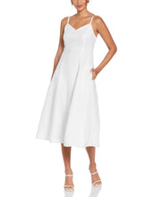 Linen Thin Strap Midi Dress (White) 