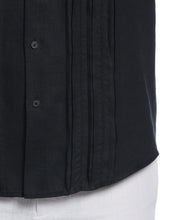 Linen Triple Tuck Embroidered Panel Shirt (Jet Black) 
