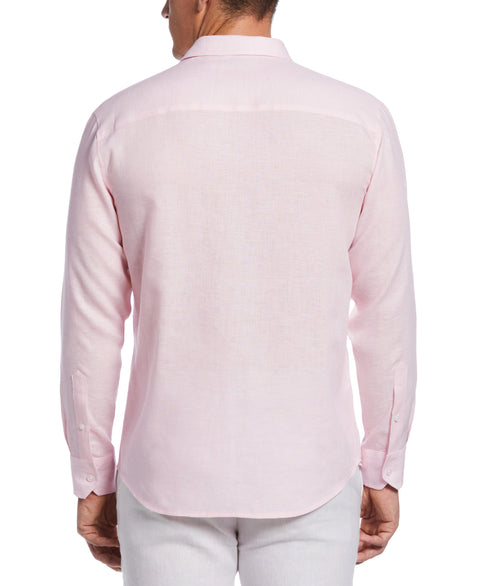 Linen Triple Tuck Embroidered Shirt (Rose Shadow) 