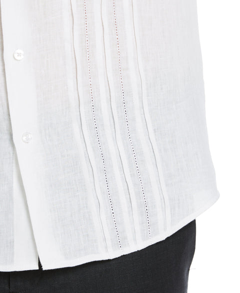 Linen Triple Tuck Embroidered Shirt (Brilliant White) 