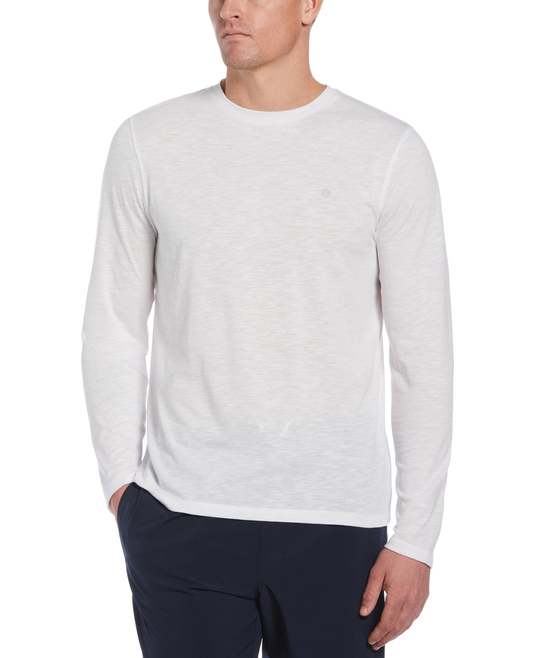 Long Sleeve Slub Crew Neck Tee-Brilliant White-XXL-Cubavera
