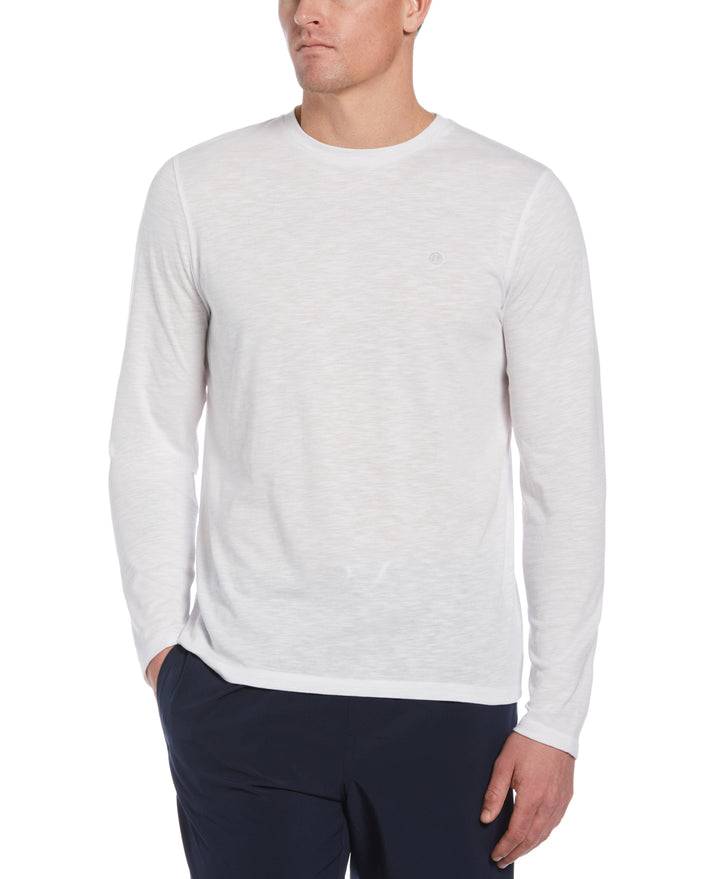 Long Sleeve Slub Crew Neck Tee-Brilliant White-XXL-Cubavera