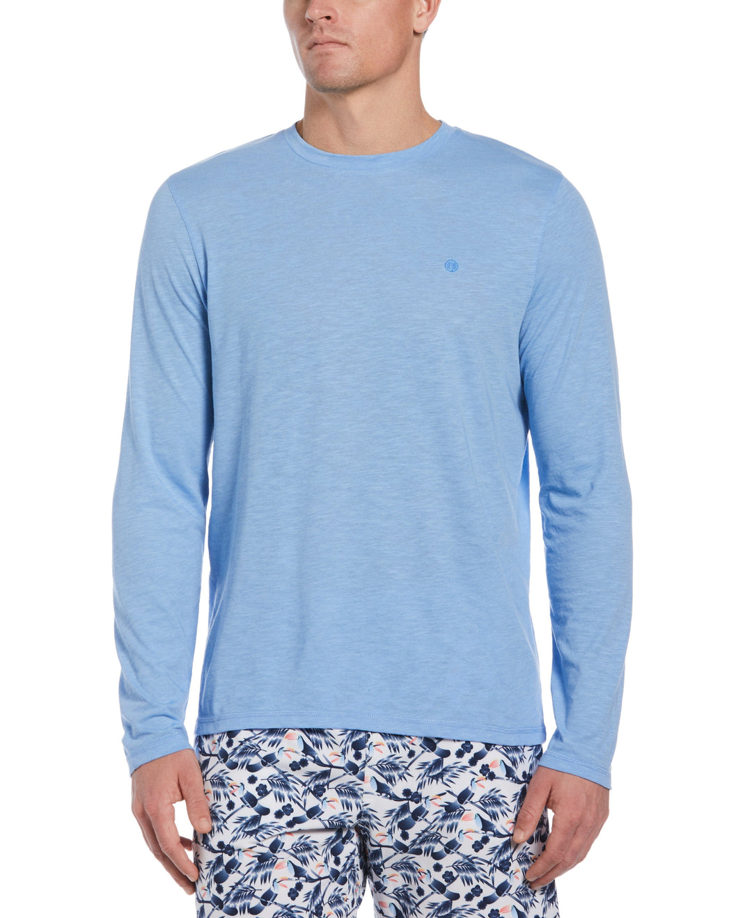 Solid Slub Crew Neck Tee-Little Boy Blue-M-Cubavera