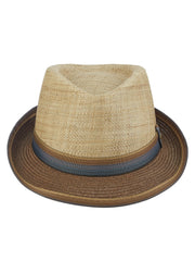 Matte Raffia Fedora With Paper Braid Trim-Accessories-Wood-XL-Cubavera