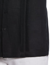 Modern Linen Multi Pintuck Guayabera Shirt (Jet Black) 