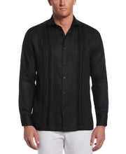Modern Linen Multi Pintuck Guayabera Shirt (Jet Black) 