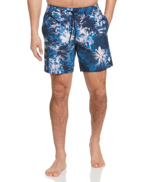 Palm Print 7" Swim Short (Dress Blues) 