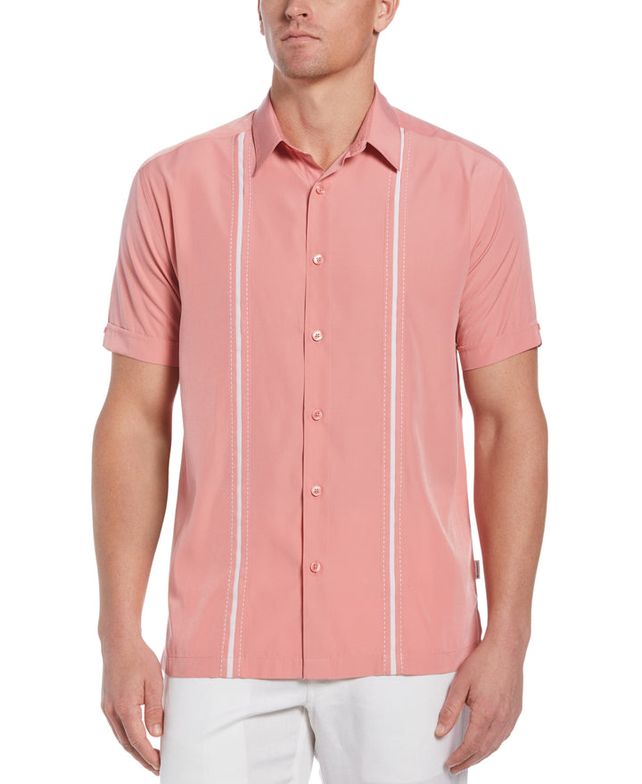 Short Sleeve Insert Panels With Pickstitch Shirt-Casual Shirts-Mauveglow-XLT-Cubavera