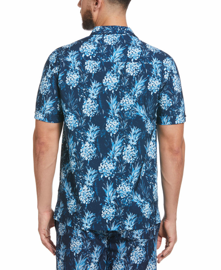 Pineapple Print Button Down Shirt (Dress Blues) 