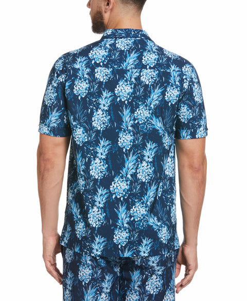 Pineapple Print Button Down Shirt (Dress Blues) 